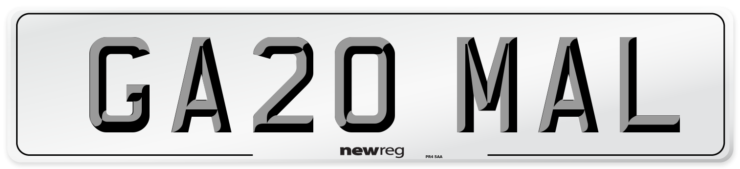 GA20 MAL Number Plate from New Reg